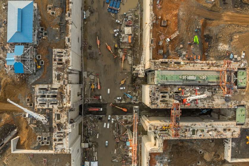 Overview showing part of a lock on the Pacific side of the Panama Canal Expansion project , April 22, 2015.