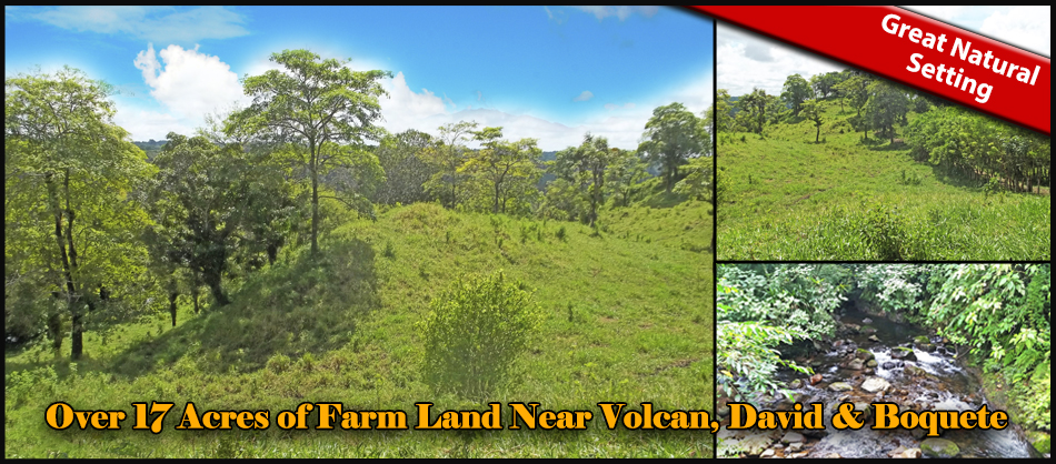 Over 17 Acres of Farm Land Near Volcan, David and Boquete Panama in Chiriqui Province For Sale - Water and Electricity - Agua y Electricidad