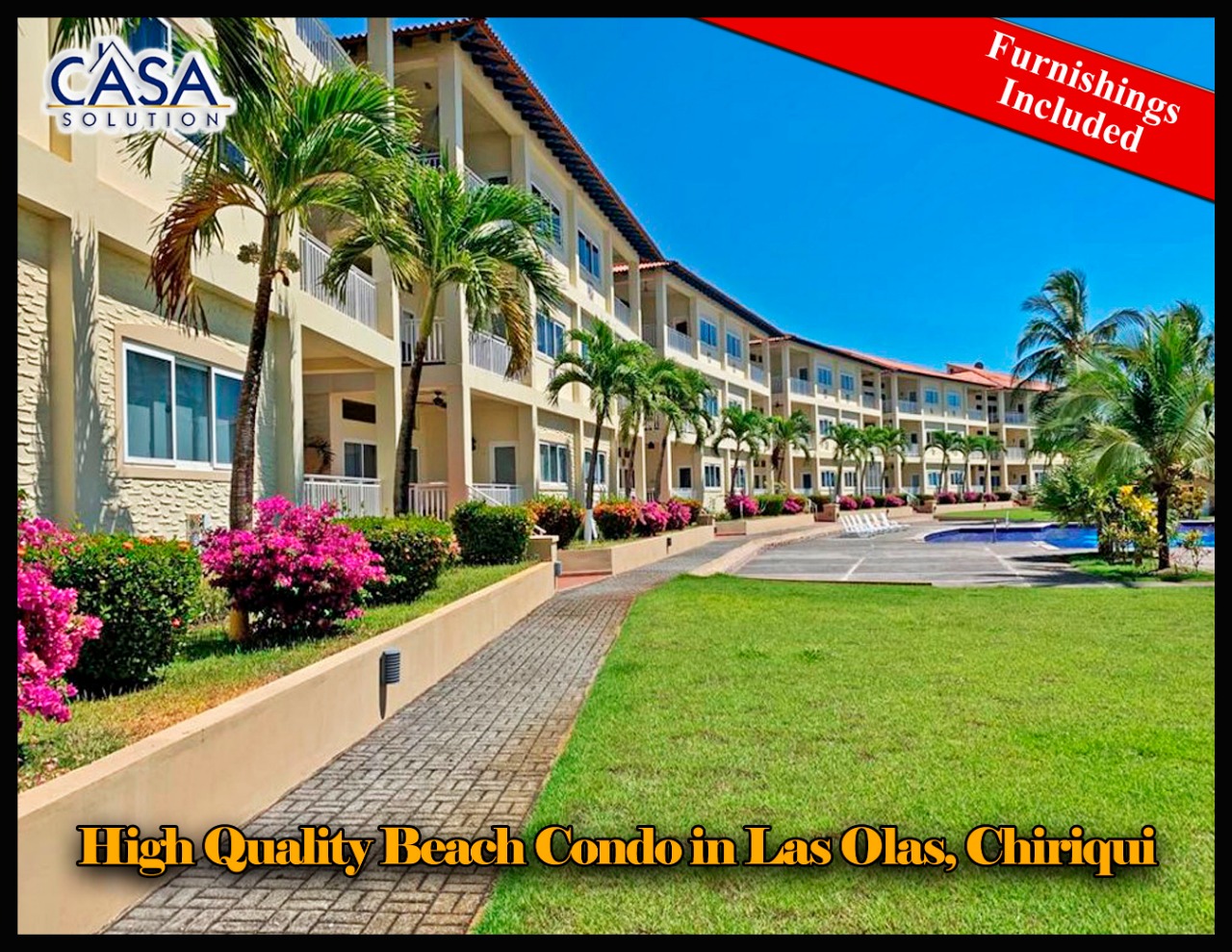Beautiful High Quality Ocean View 3 Bedroom Ground Floor Beach Condo for Sale in Las Olas, Chiriqui, Panama – Includes Furnishings! photo 2