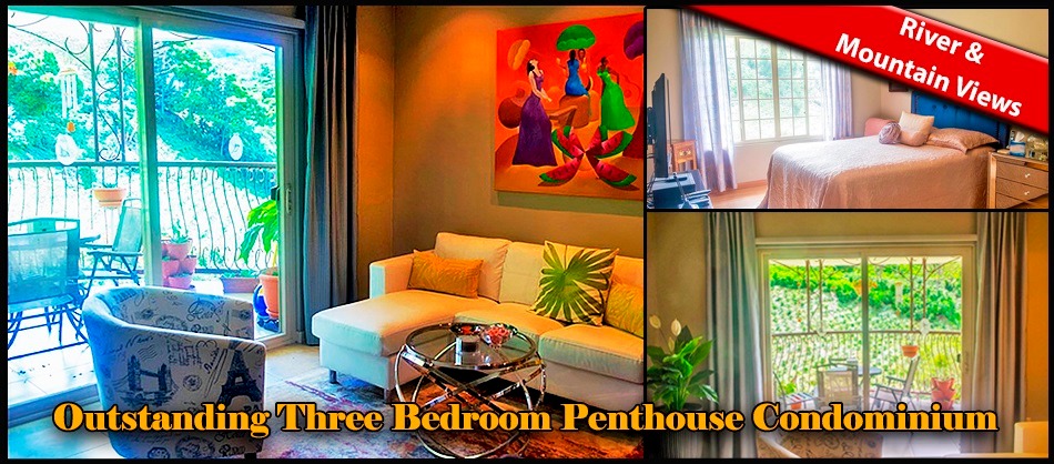 Outstanding Three Bedroom Penthouse Condominium for Sale in Valle del Rio, Downtown Boquete – River & Mountain Views