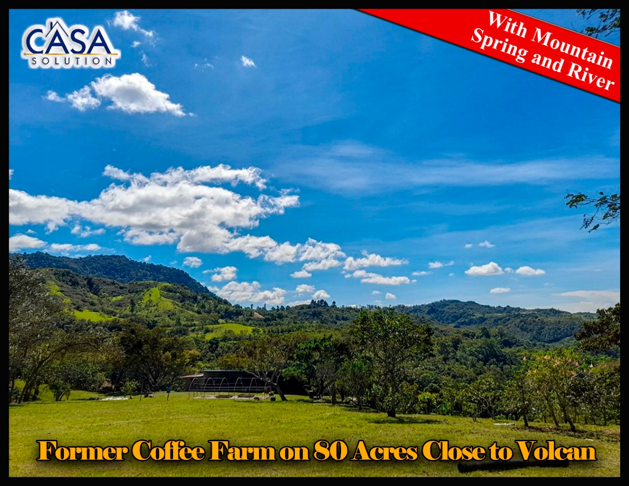 Withdrawn - Former Coffee Farm on 80 Acres with Water Concession for Bottling, River and Waterfall Close to Volcan for Sale photo 2