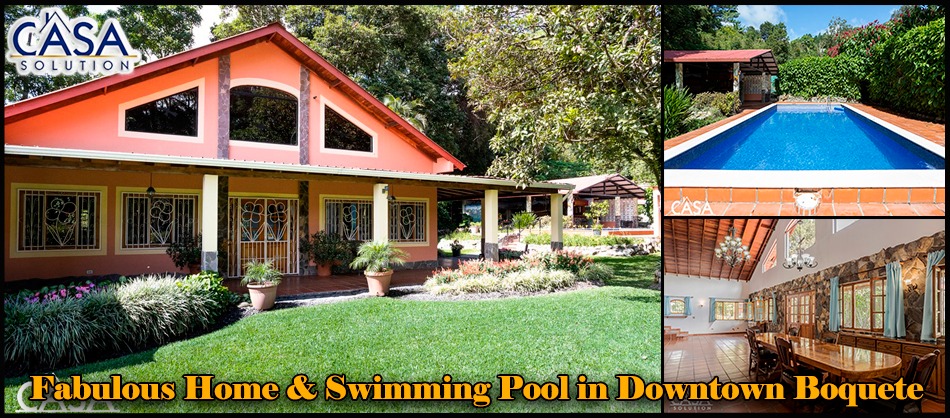 Sold by Casa Solution! FABULOUS ESTATE HOME PLUS RANCHO FOR SALE RIGHT IN DOWNTOWN BOQUETE, CHIRIQUÍ! GREAT POTENTIAL FOR A B&B