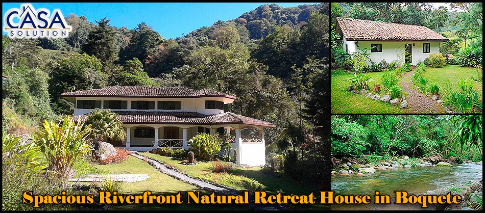 Under Contract! - Spacious Riverfront Natural Retreat House Plus Guest House Near Quetzal Trail for Sale in Bajo Mono, Boquete, Panama